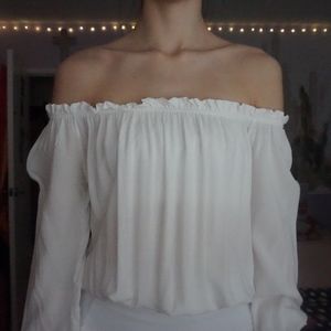 Off-Shoulder White Crop Top
